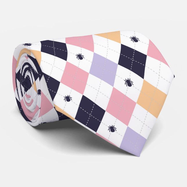 Diamond Purple Pink with Spider Neck Tie (Rolled)