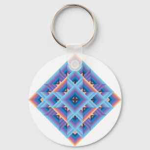 Diamond Quilt in Blue and Purple Keychain