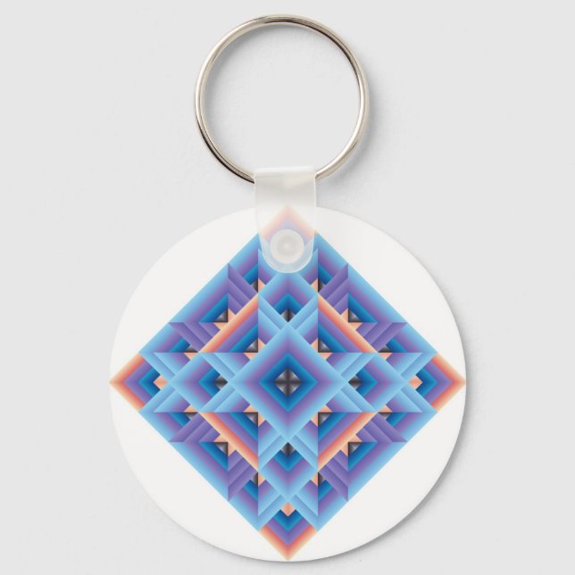Diamond Quilt in Blue and Purple Keychain (Front)