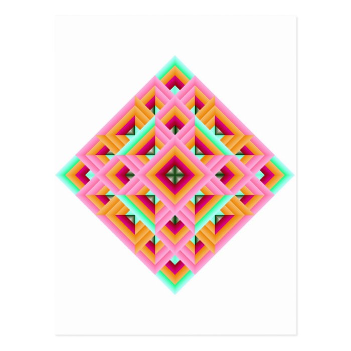 Diamond Quilt in Pink and Green Postcard