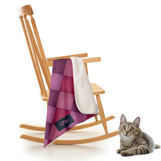 Diamond Quilt - Pinks and Purples - add initials Sherpa Blanket (Creator Uploaded)