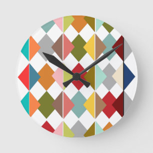 Diamond Quilt  Round Clock