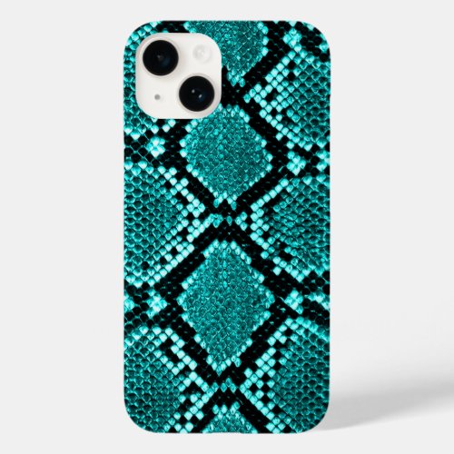 Diamond Rattlesnake Snake Skin aqua Case_Mate iPhone 14 Case