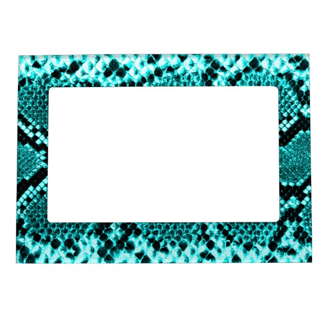 Diamond Rattlesnake Snake Skin aqua Magnetic Picture Frame (Front)