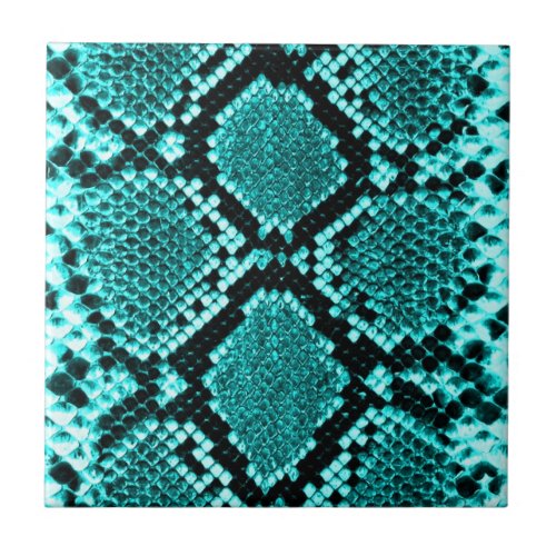 Diamond Rattlesnake Snake Skin aqua Tile