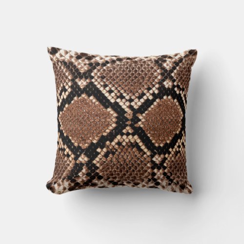 Diamond Rattlesnake Snake Skin Throw Pillow