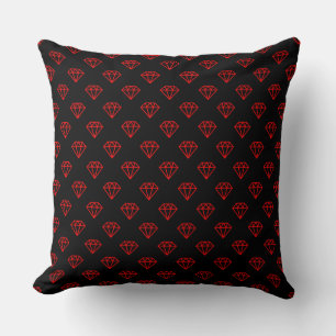 Diamond - Red on Black Throw Pillow