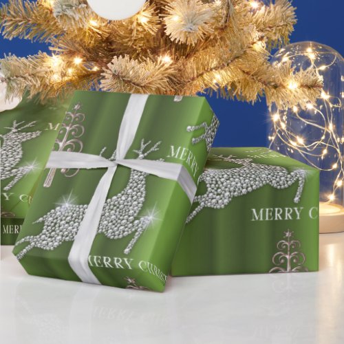 Diamond Reindeer Merry Christmas Luxe Wrapping Paper