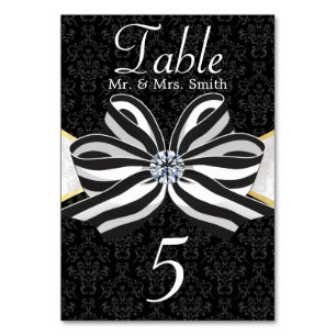 Diamond Ribbon with Damask Pattern Table Number