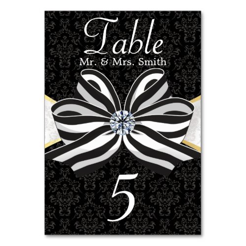 Diamond Ribbon with Damask Pattern Table Number