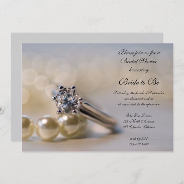 Diamond Ring and Pearls Bridal Shower Invitation (Front/Back)