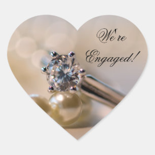 Diamond Ring and Pearls Engagement Envelope Seals