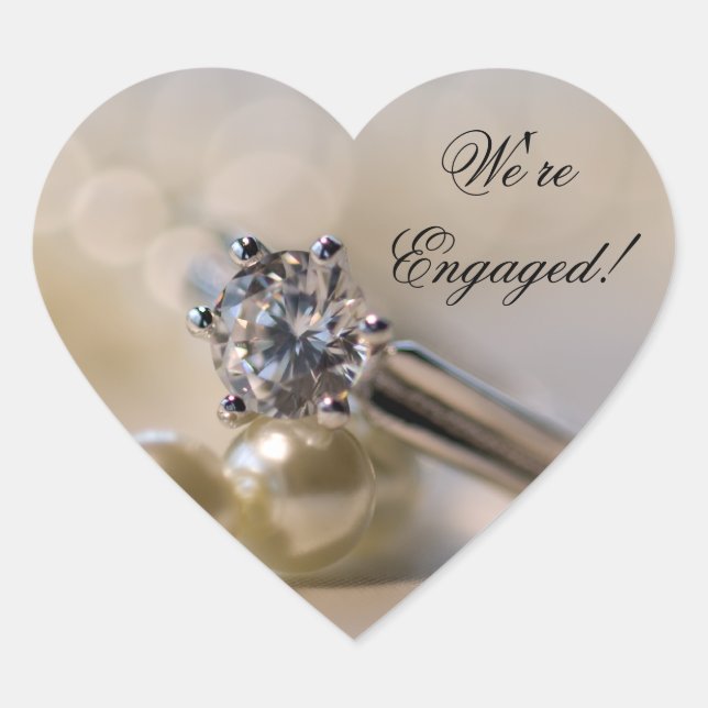 Diamond Ring and Pearls Engagement Envelope Seals (Front)