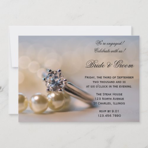 Diamond Ring and Pearls Engagement Party Invitation