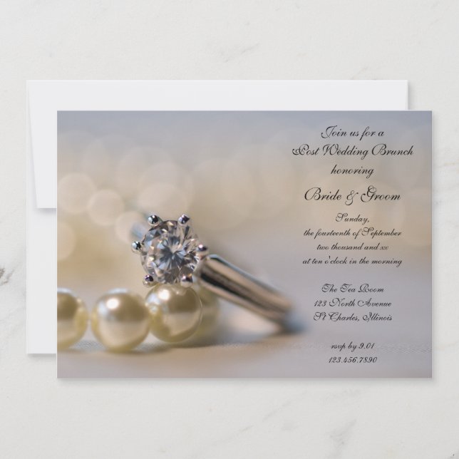 Diamond Ring and Pearls Post Wedding Brunch Invitation (Front)