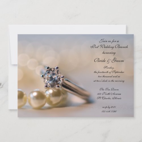 Diamond Ring and Pearls Post Wedding Brunch Invitation