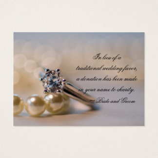Diamond Ring and Pearls Wedding Charity Favor Card