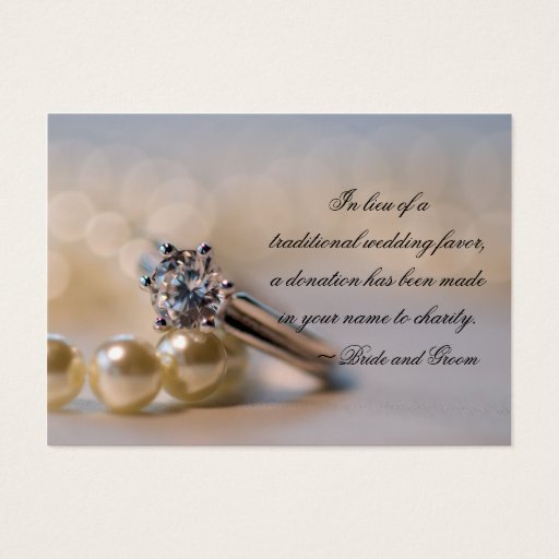 Customizable Diamond Ring and Pearls Wedding Charity Favor Card Business Card Template