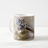 Diamond Ring and Pearls Wedding Coffee Mug (Front Left)