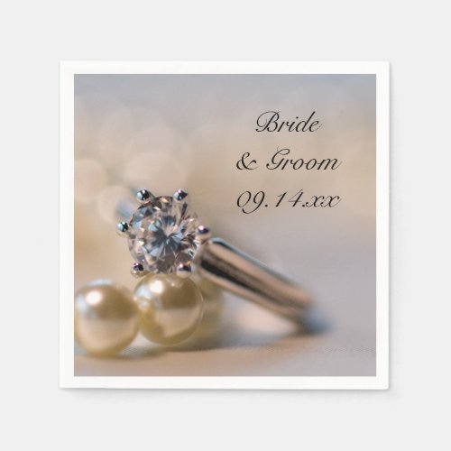 Diamond Ring and Pearls Wedding Napkins