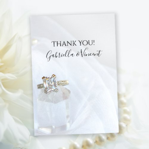 Diamond Ring and Pillar Crystal Wedding Thank You