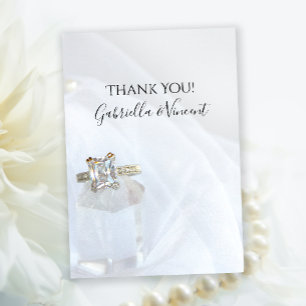 Diamond Ring and Pillar Crystal Wedding Thank You Card