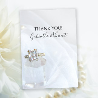 Diamond Ring and Pillar Crystal Wedding Thank You Card