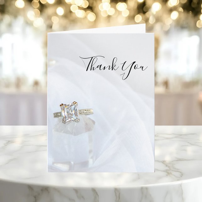 Diamond Ring and Pillar Crystal Wedding Thank You Card (Creator Uploaded)