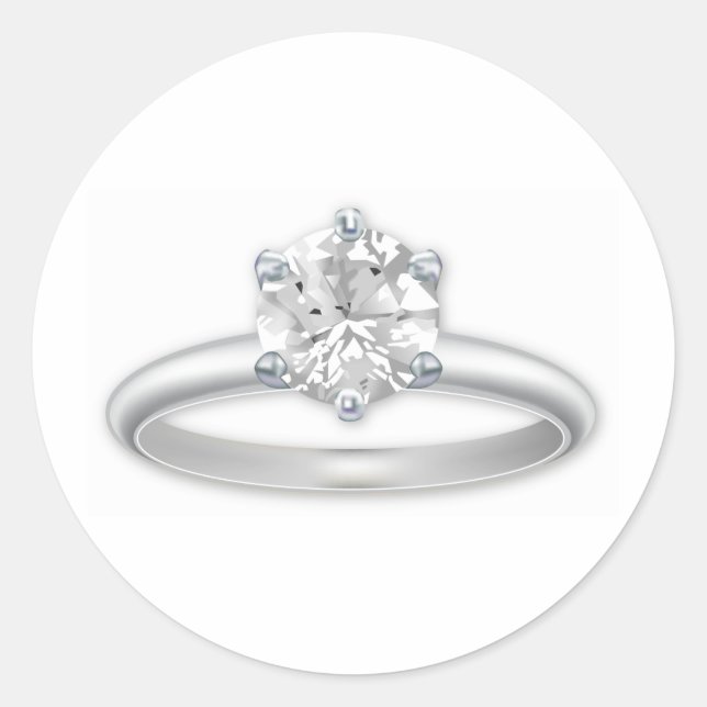Diamond Ring Bling Clipart Classic Round Sticker (Front)