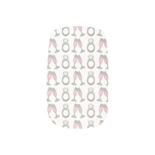 Diamond Ring Bling Wedding Pink Champagne Nail Art