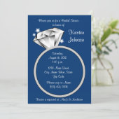 Diamond Ring Bridal Shower Invitation Royal Blue (Standing Front)