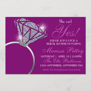 Diamond ring, Bridal SHower, she said yes Invitation