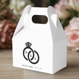 Diamond Ring Couple Monogram Wedding Favor Boxes