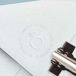 Diamond Ring Couples Return Address Embosser