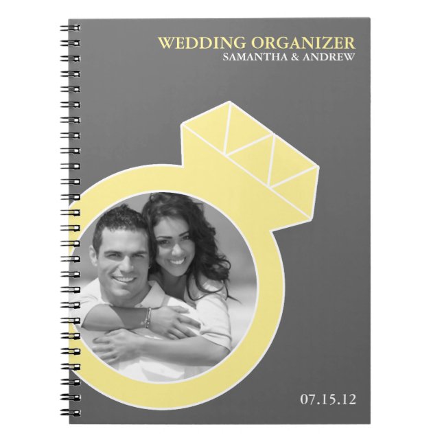 Diamond Ring Custom Photo Wedding Organizer Notebook (Front)
