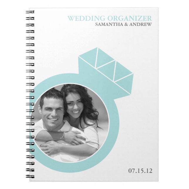 Diamond Ring Custom Photo Wedding Organizer Notebook (Front)