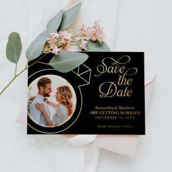 Diamond Ring Custom Photo Wedding Save The Date Foil Invitation by heartlocked at Zazzle
