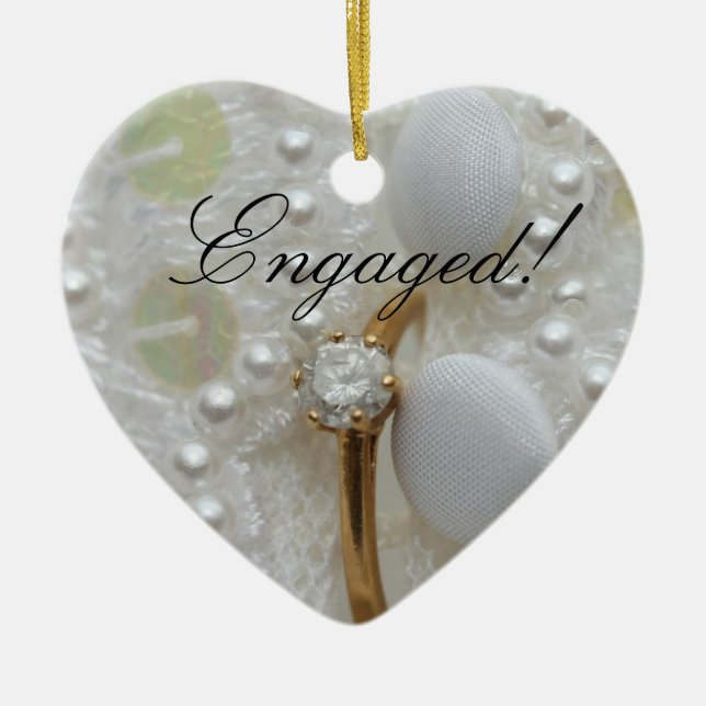 Diamond Ring Engagement announcement ornament (Front)