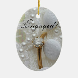 Diamond Ring Engagement announcement ornament