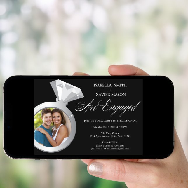 Diamond Ring Engagement Party Invite (Photo) (Front Digital)