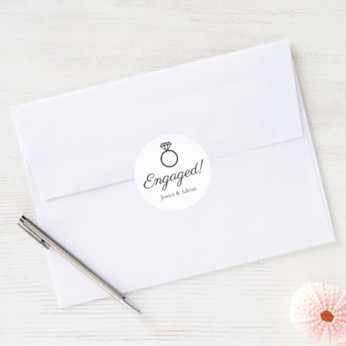 Diamond Ring Graphic Engaged Classic Round Sticker