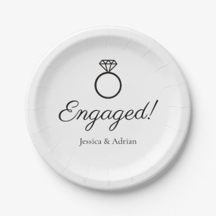 Diamond Ring Graphic Engaged Paper Plates