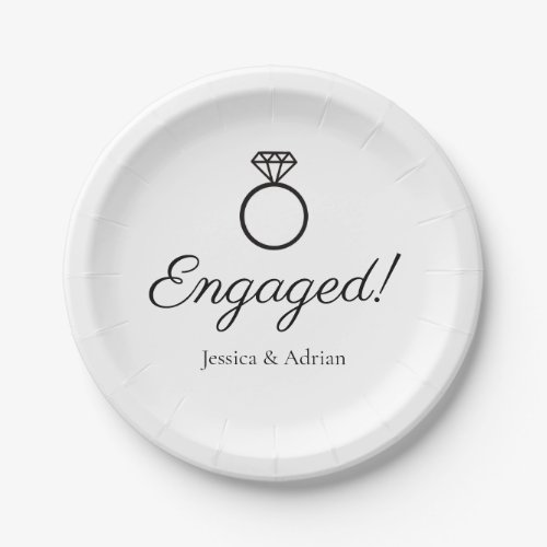 Diamond Ring Graphic Engaged Paper Plates