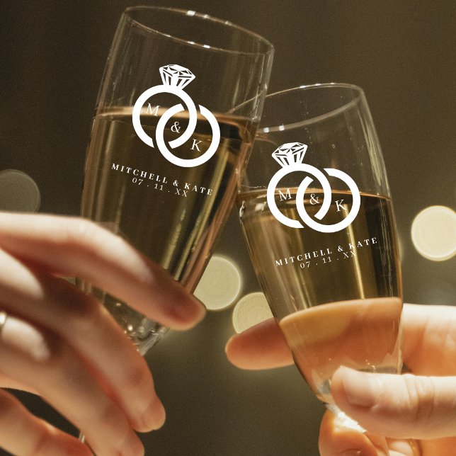 Diamond Ring Monogram Wedding Favor Champagne Flute (Diamond Ring Monogram Wedding Favor Champagne Flute
)