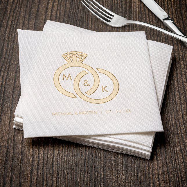 Diamond Ring Monogram Wedding Foil Napkins (Diamond Ring Monogram Wedding Foil Napkins
)