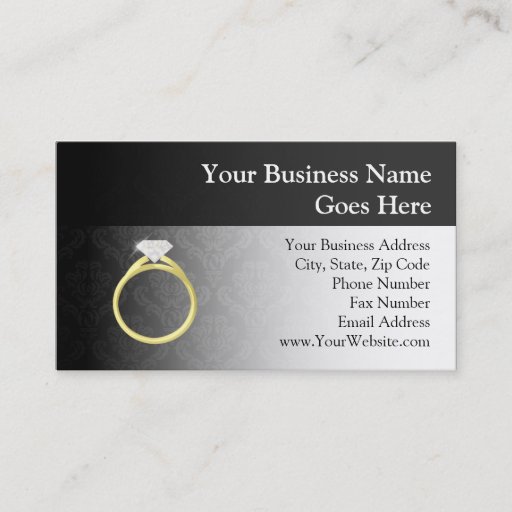 Customizable Diamond Ring on Black Business Cards