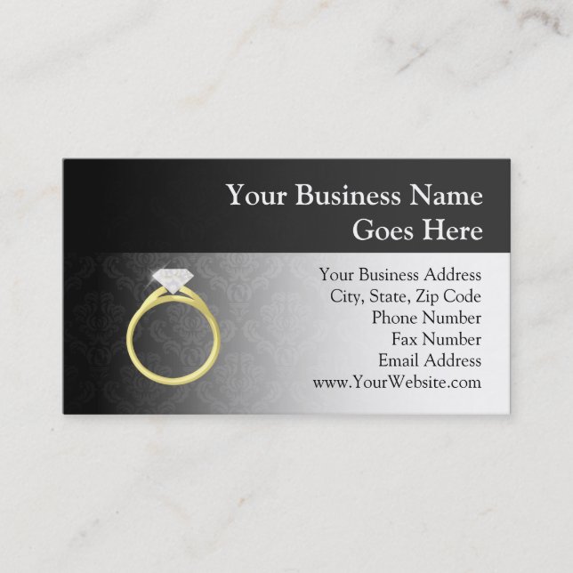 Diamond Ring on Black Business Card (Front)
