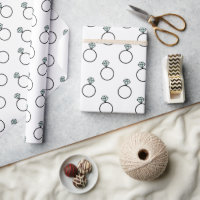 Bride and Groom Wedding Ring Design Wrapping Paper