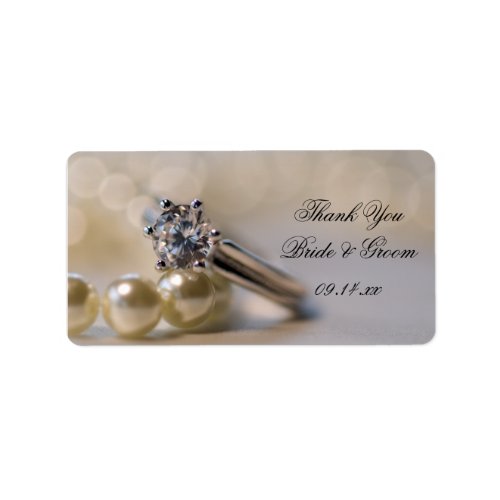 Diamond Ring Pearls Wedding Thank You Favor Tag