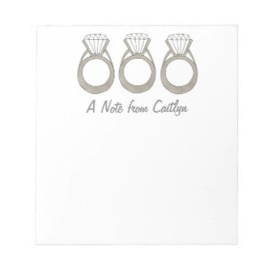 Diamond Ring Personalized Bride Wedding Notepad